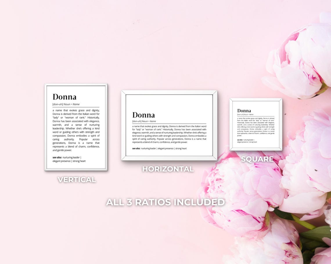 Donna Name Definition Print Personalized Meaning Lady Gift Art - Image 3