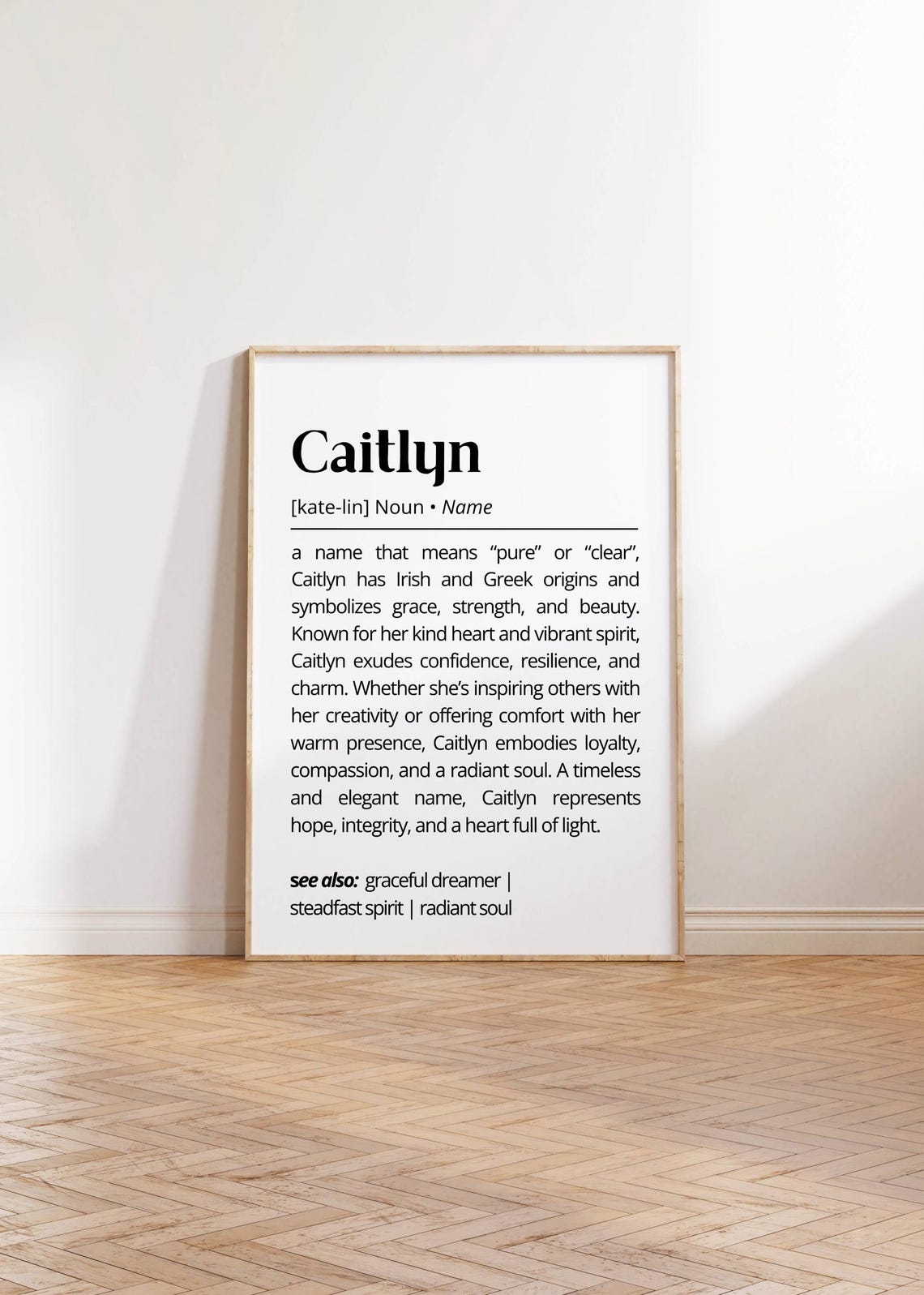 Caitlyn Name Definition Meaning Minimalist White Personalized Print - Image 4