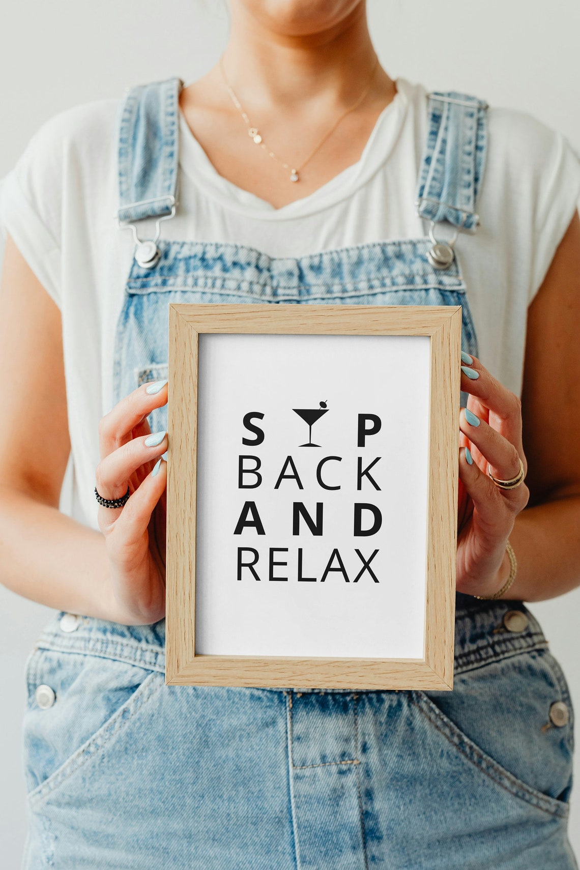 Sip Back And Relax Martini Kitchen Quote Minimalist Black Poster - Image 4