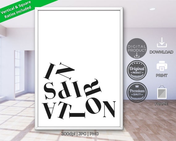 Inspiration Wavy Typography Black White Minimalist Motivational Word Art Poster