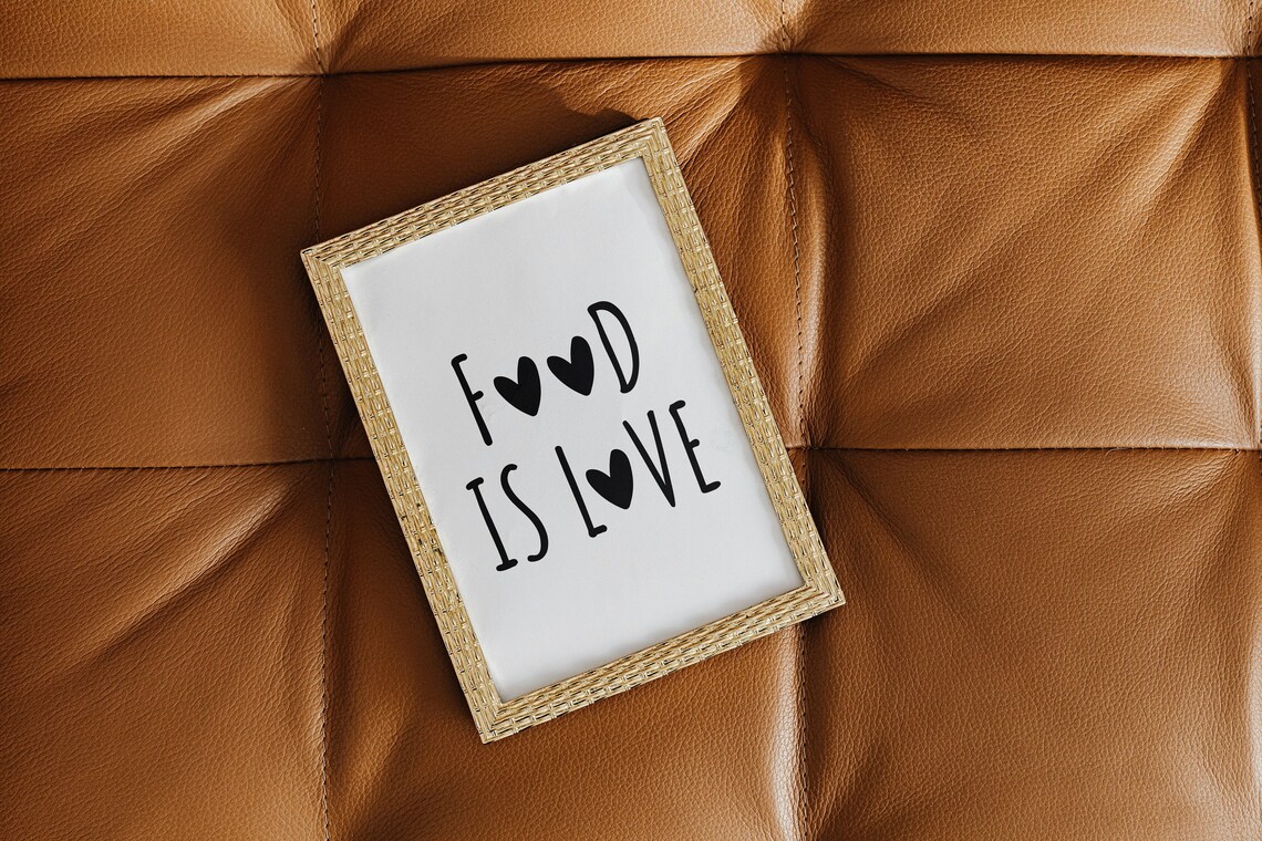 Food Is Love Modern Kitchen Quote Art Print - Image 2