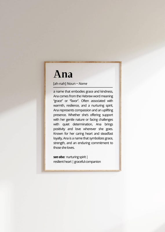 Ana Name Definition Personalized Minimalist Art Print