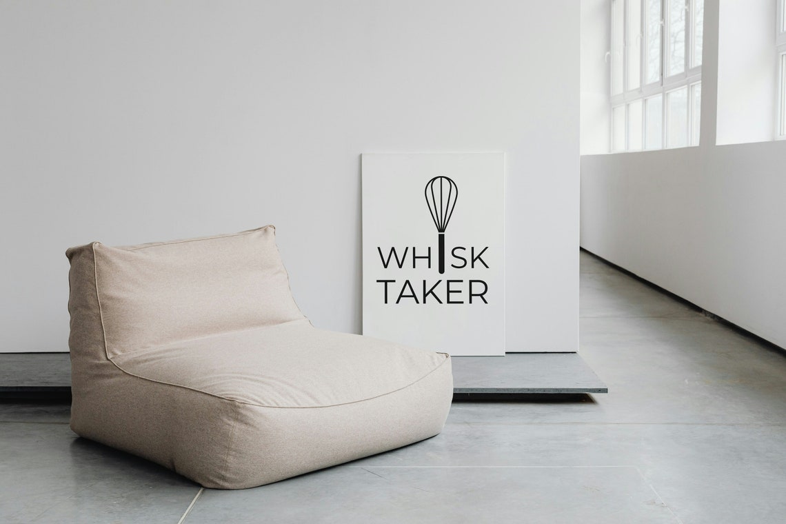 Whisk Taker Pun Kitchen Quote Minimalist Black And White Poster - Image 4