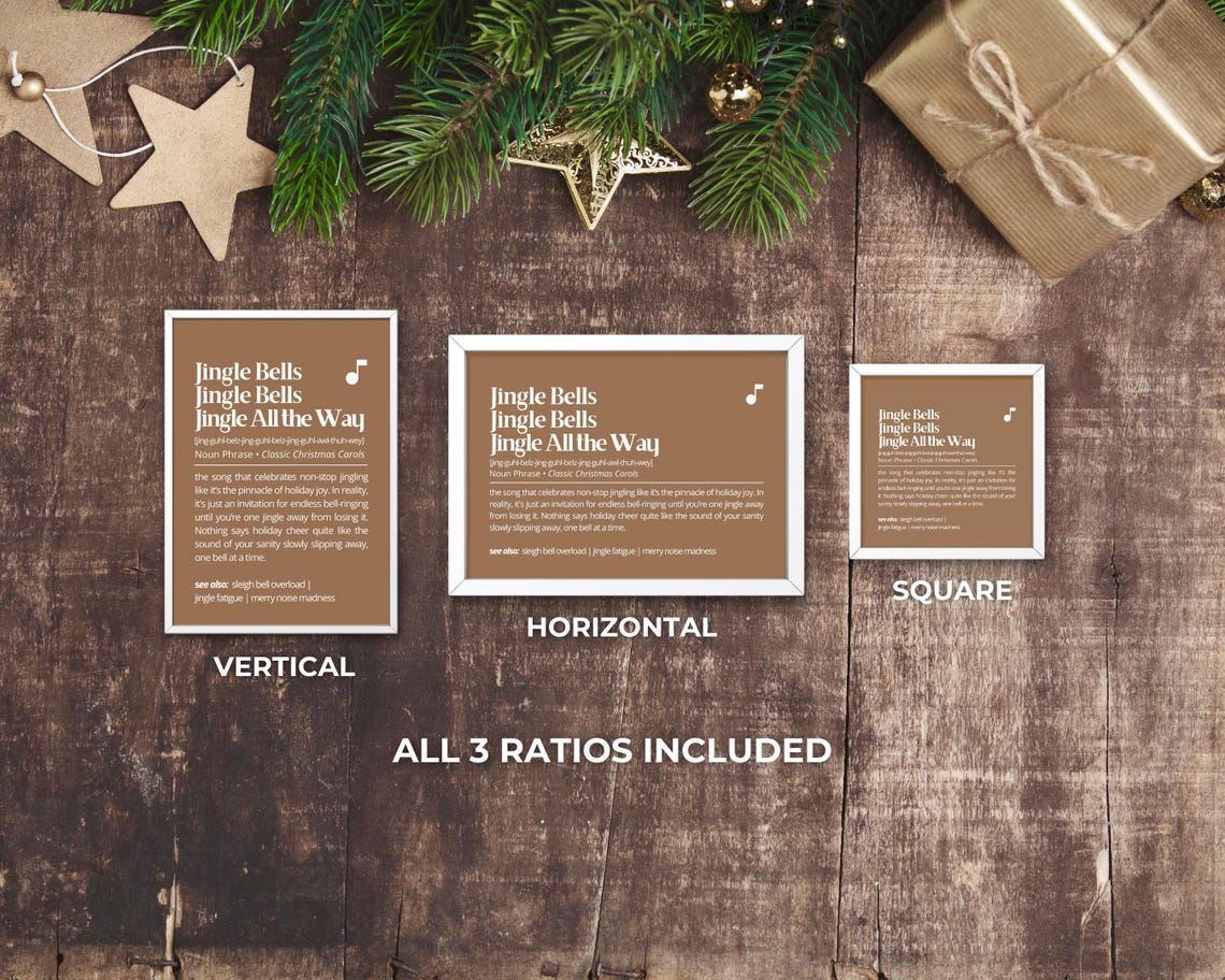Jingle Bells Funny Christmas Carol Definition Brown Typography Poster - Image 3