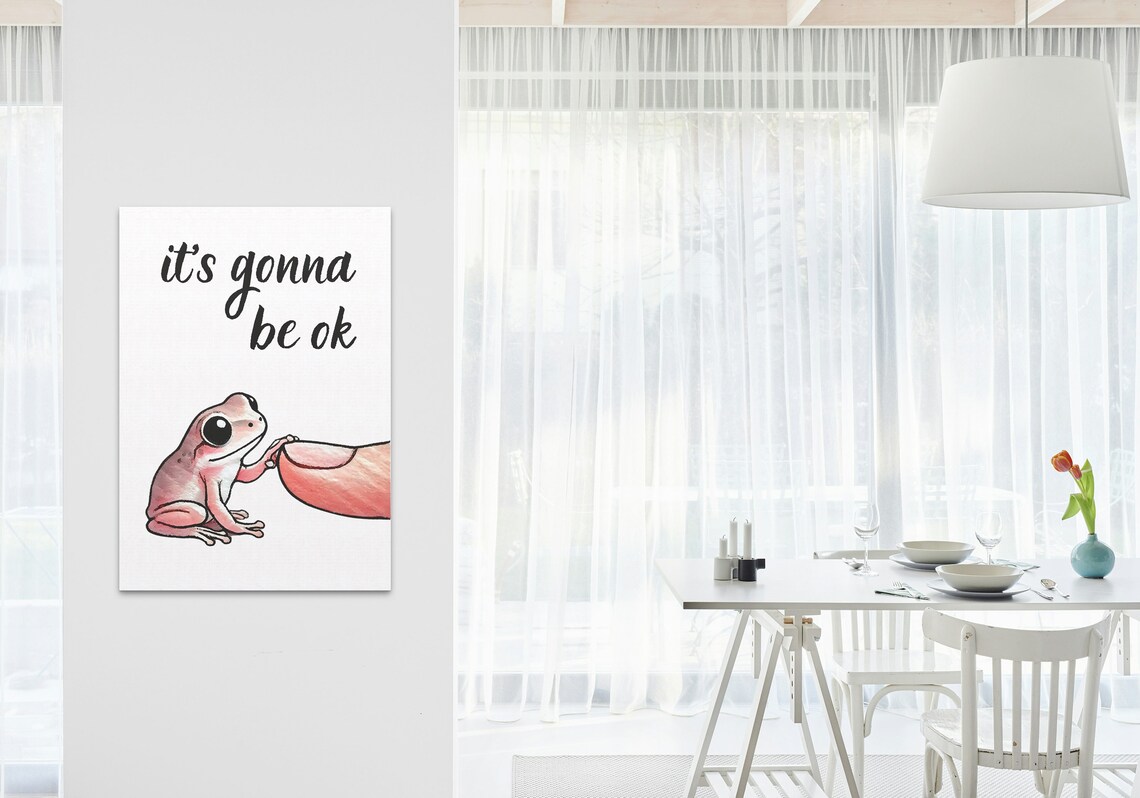 Its Gonna Be Ok Cute Frog Finger Thumb Comfort Quote Animal Poster - Image 3