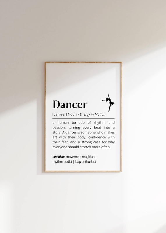 Dancer Definition Dictionary Dance Lover Gift Poster Art Decor