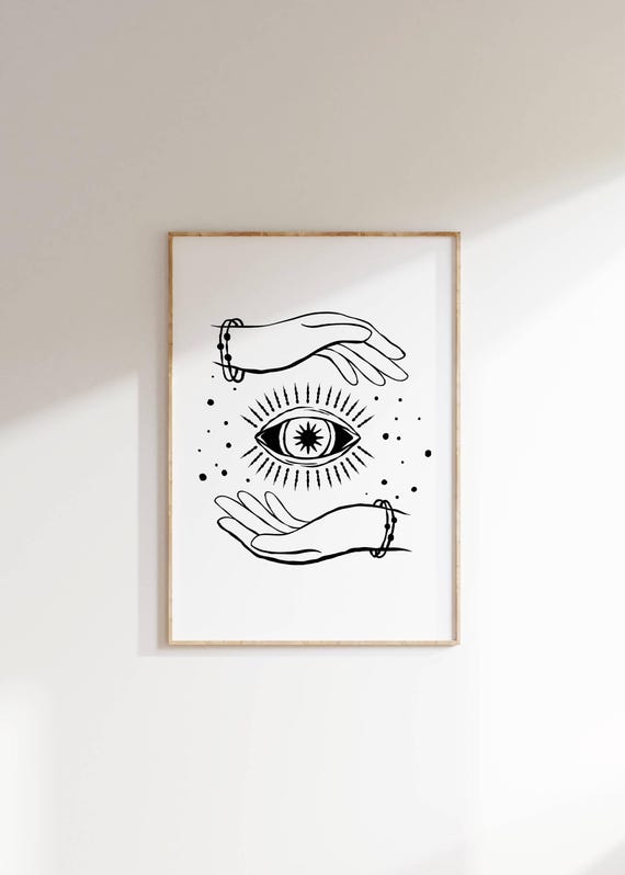 Mystical Hand With Eye Wall Art Spiritual Protection Poster Boho Minimalist Decor Allseeing Eye Art Print Esoteric Home Decor Gift