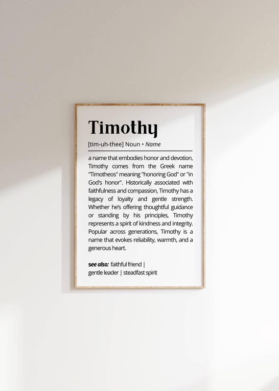 Timothy Name Definition Wall Art Minimalistic Modern Name Poster Unique Personalized Gift For Him Home Decor Timeless Gift Idea