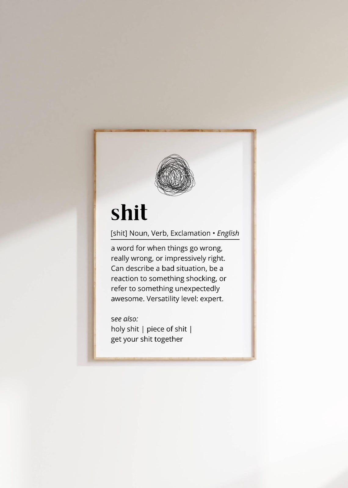 Shit Funny Dictionary Definition Poster Minimalist Quote Decor Art