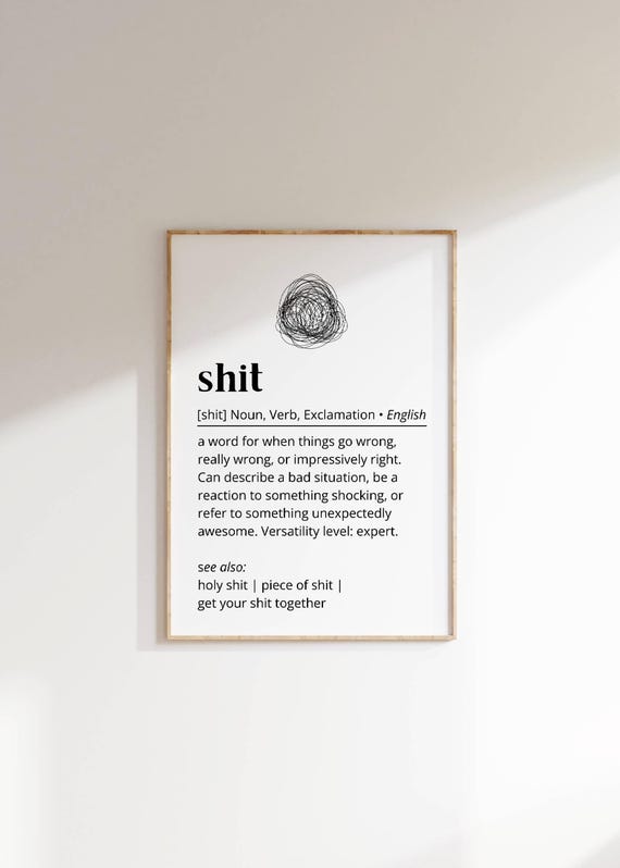 Funny Profanity Wall Art Minimalist Shit Definition Poster Quirky Language Decor Gift For Humor Lovers Sarcastic Friends Typography As Art