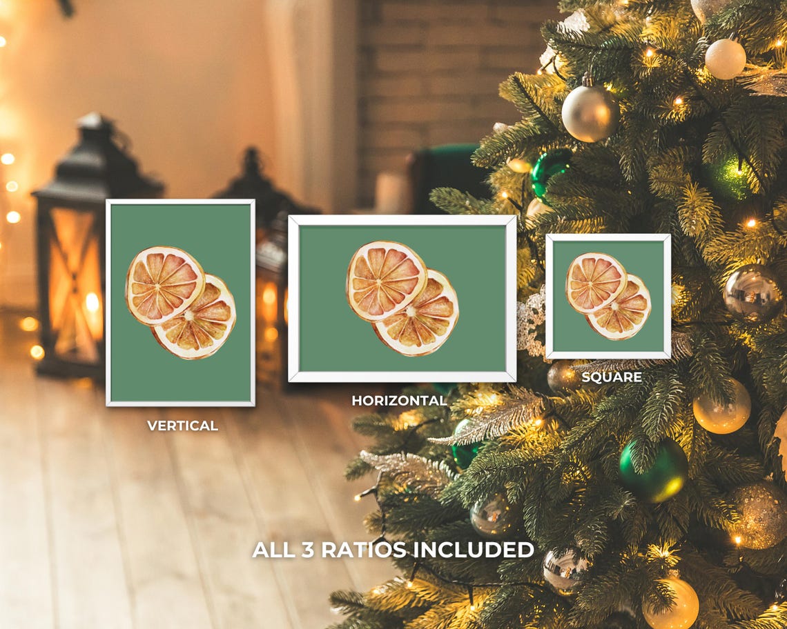 Dried Citrus Slice Wall Art Watercolor Kitchen Decor Boho Holiday Kitchen Art Rustic Fruit Illustration Cozy Farmhouse - Image 3
