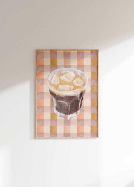 Iced Coffee Watercolor Print Retro Kitchen Wall Art Cozy Coffee Decor For Coffee Lovers Kitchen Art Poster Caf Iced Drink Art