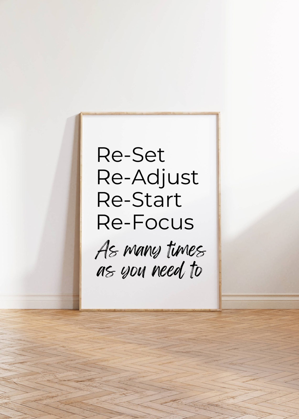 Re Set Re Adjust Re Start Re Focus Typography Motivational Wall Poster