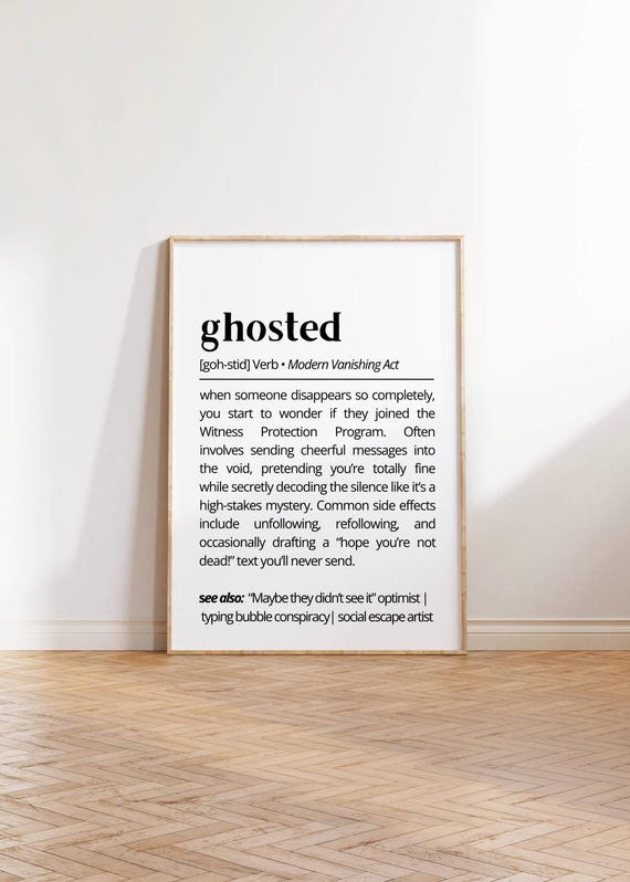 Ghosted Definition Wall Art Modern Dating Humor Decor Witty Home Breakup Gift For Friend Humorous Satirical Print Love Poster