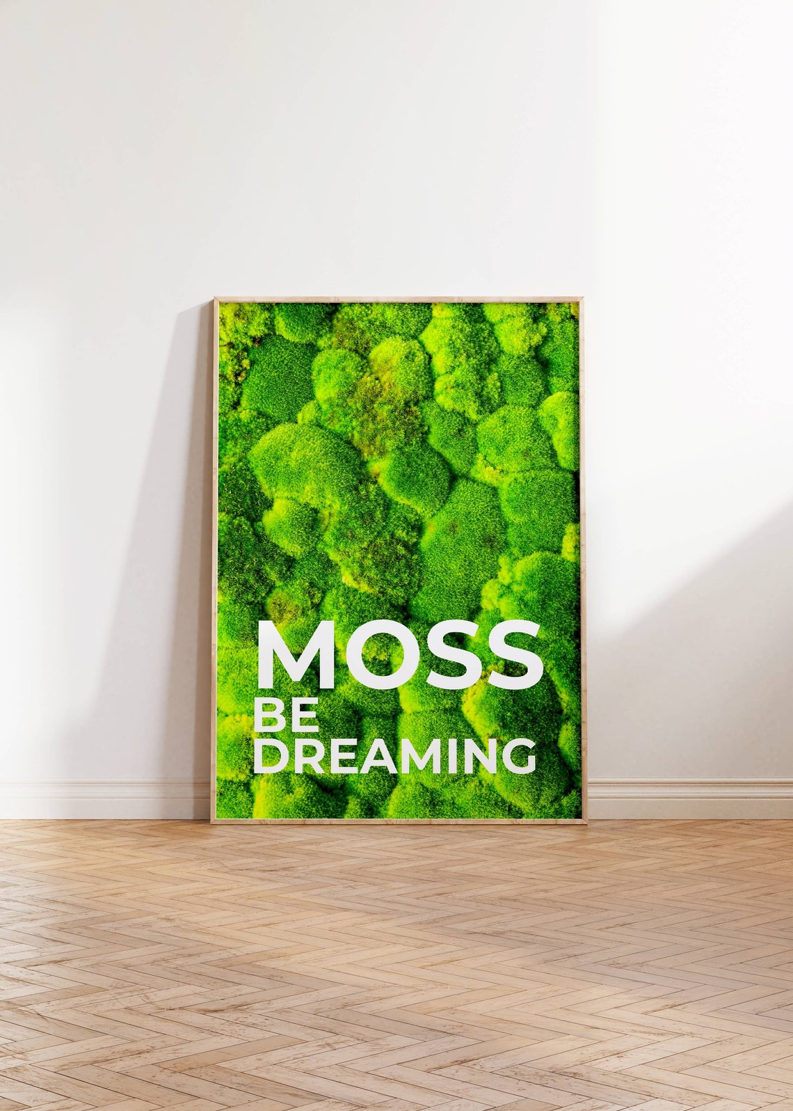 Moss Be Dreaming White Text Green Moss Texture Funny Wall Poster - Image 3