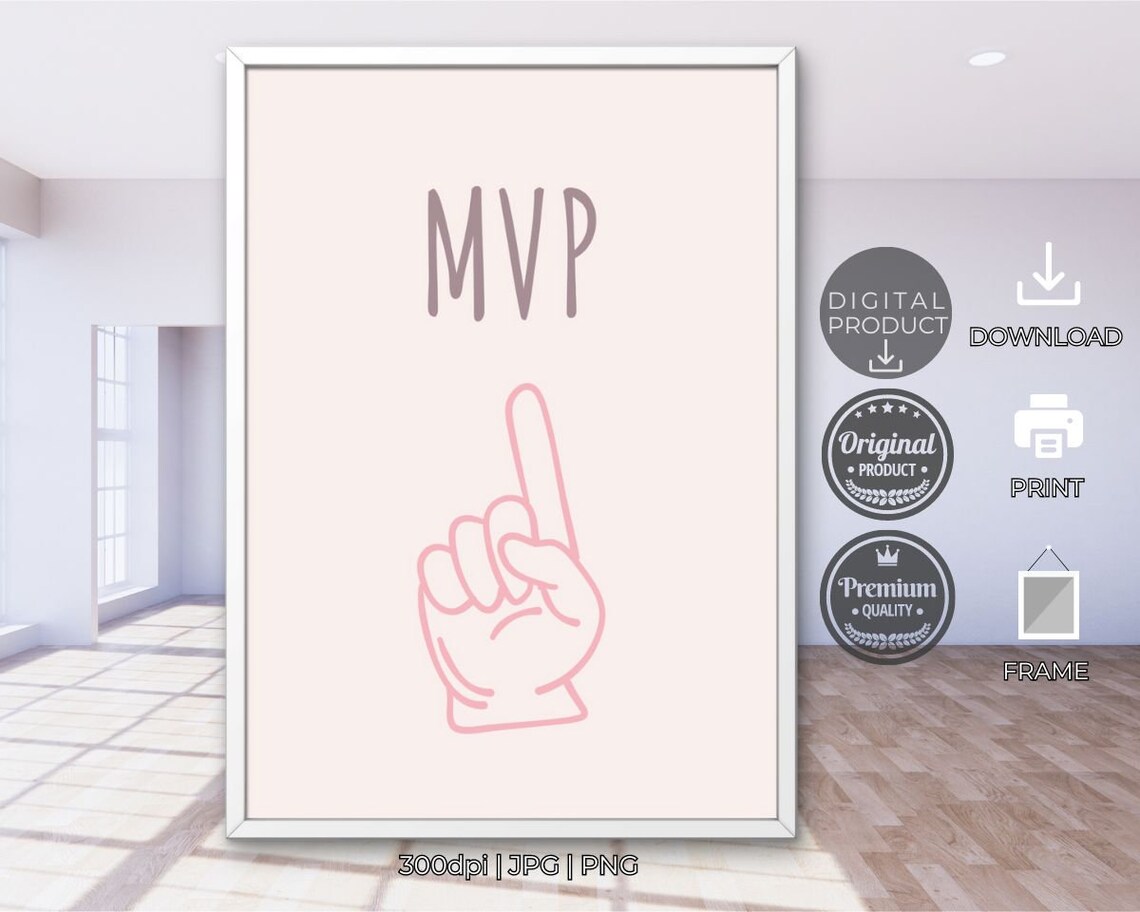 MVP Most Valuable Player Pink Hand Gesture Sports Fan Quote Poster