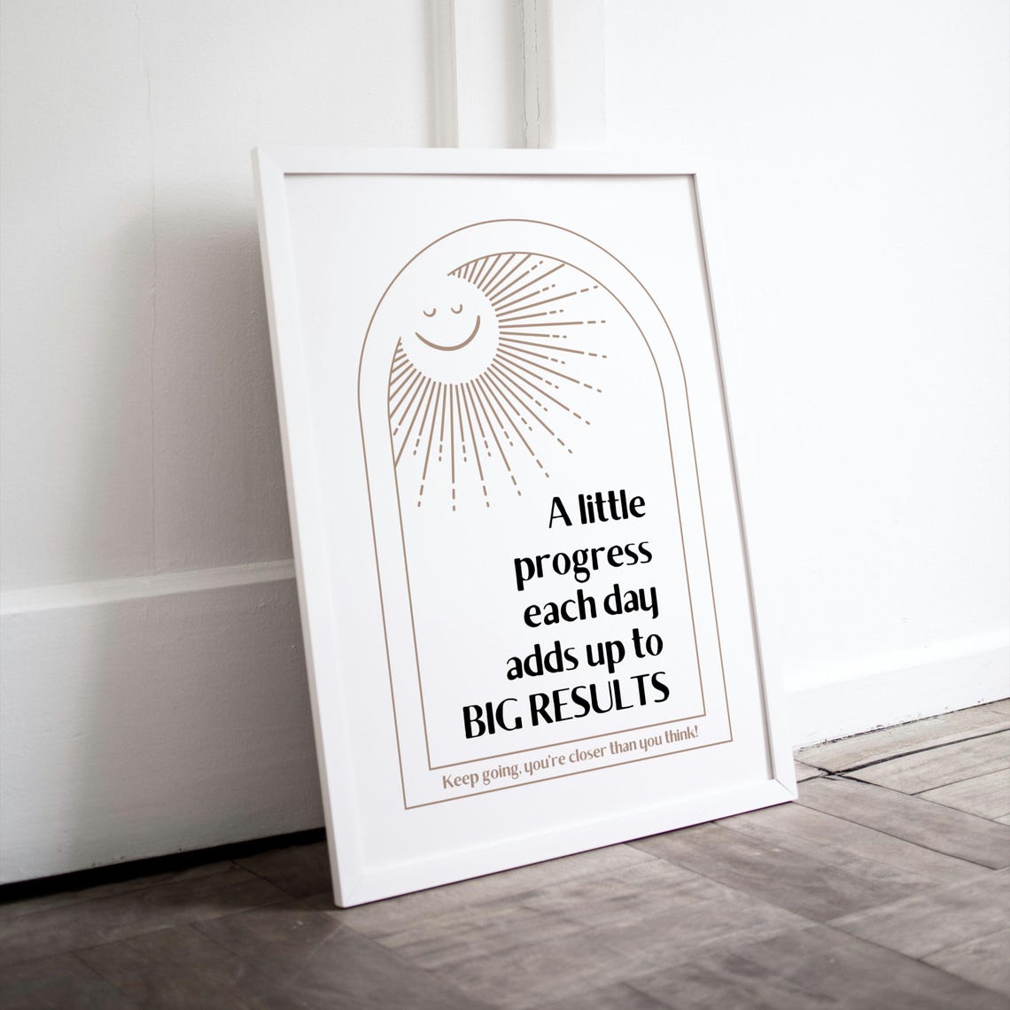 Little Progress Each Day Big Results Smiling Sunshine Quote Poster - Image 2