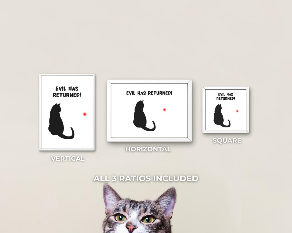 Funny Black Cat Silhouette Laser Dot Evil Has Returned Humor Poster - Image 3