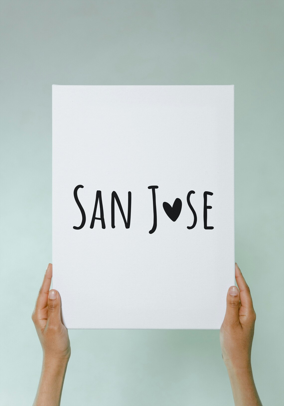 San Jose Heart Typography Minimalist Black White Bay Area Love Poster - Image 2