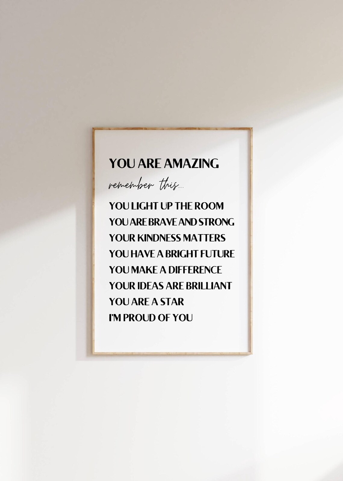 You Are Amazing Affirmation Art Print, Kids Decor