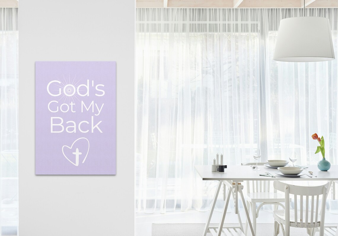 God Got My Back Cross Heart Typography Lavender Faith Wall Art - Image 3