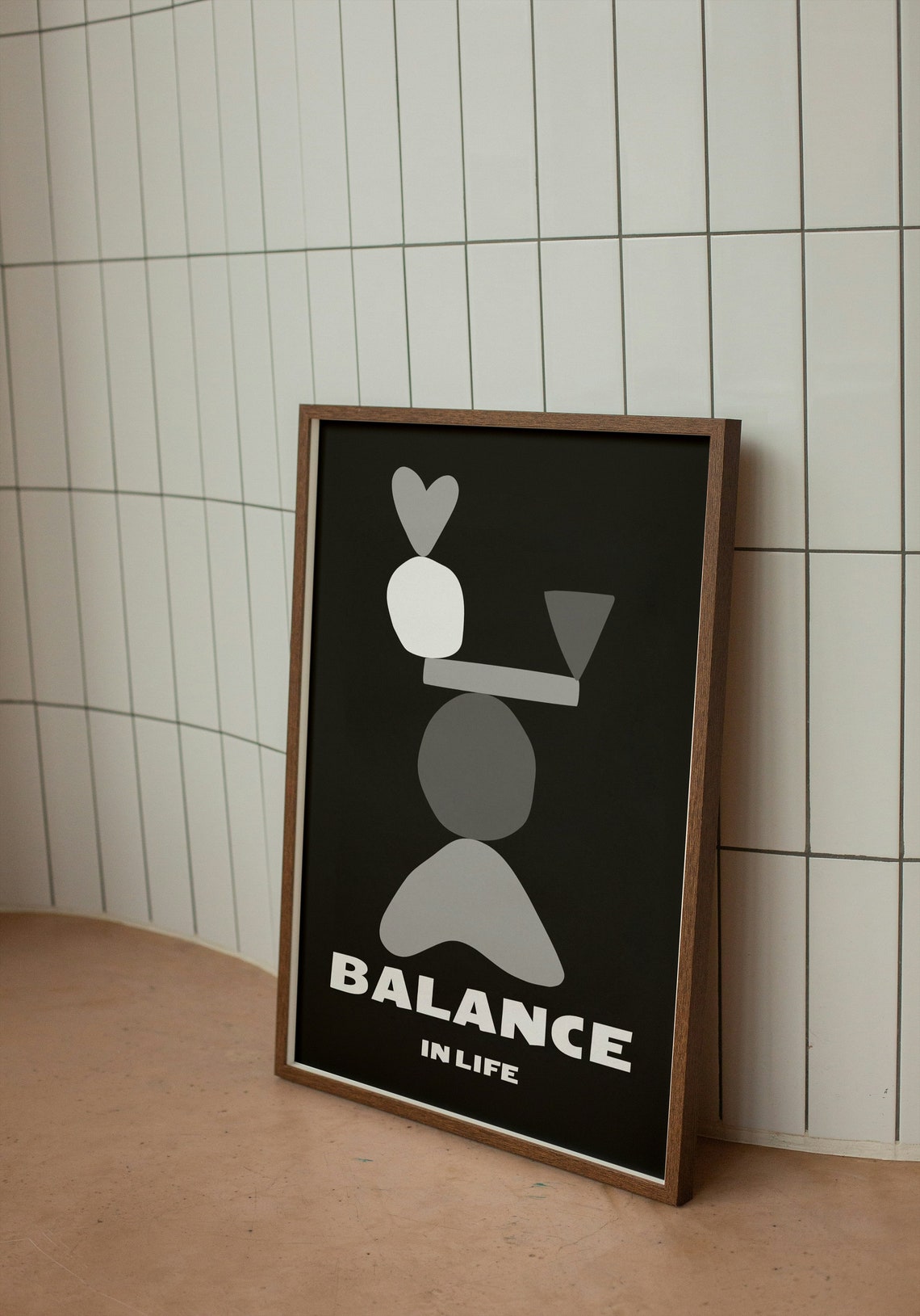 Balance in Life Abstract Shapes Black Background Modern Minimal Poster - Image 2