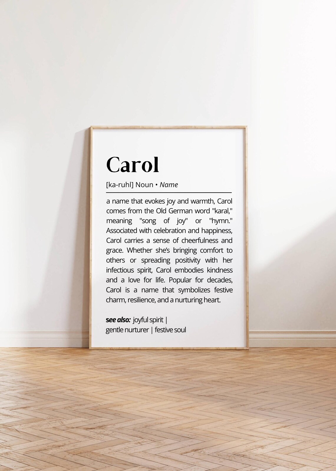 Carol Name Definition Personalized Minimalist Art Print