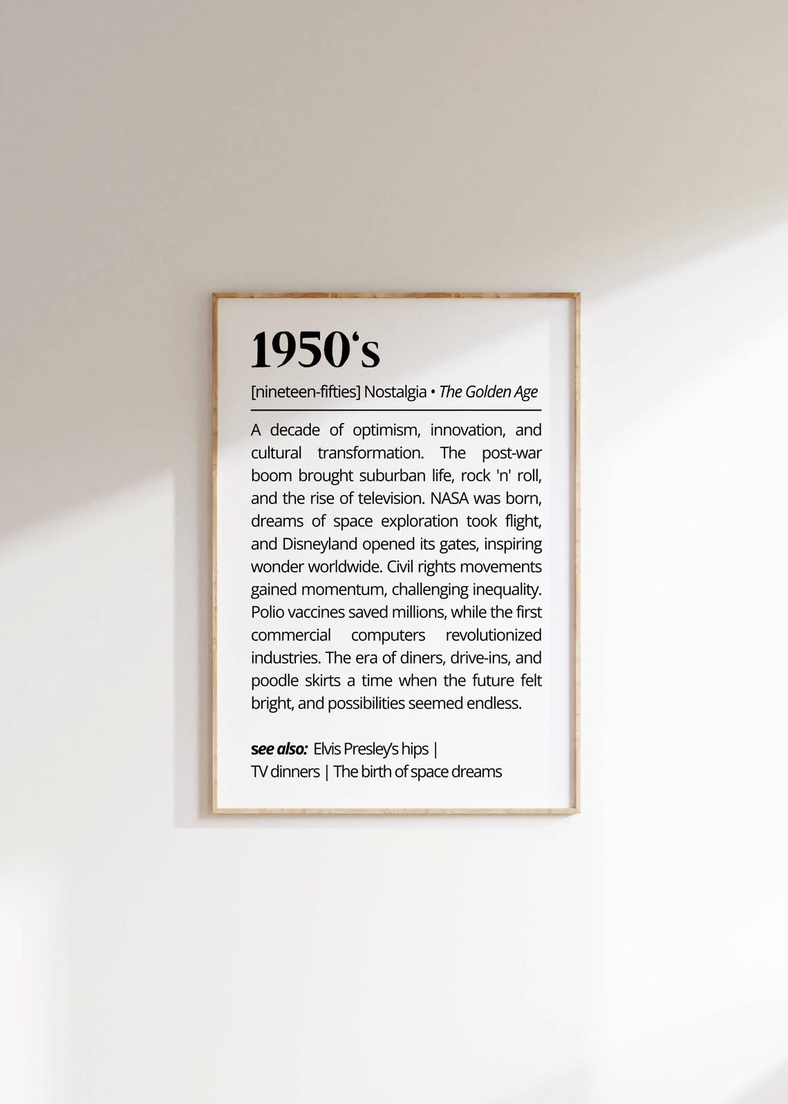 1950s Golden Age Nostalgia Dictionary Definition Retro Gift Poster - Image 4