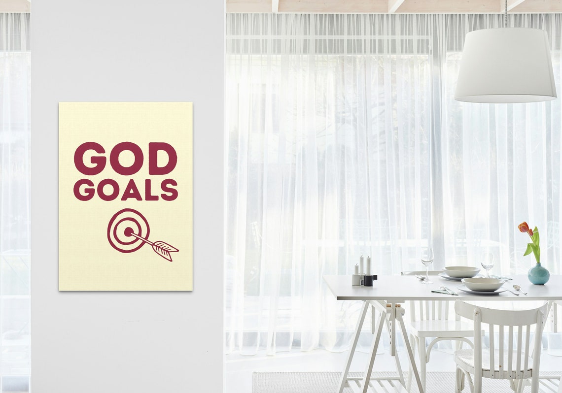 God Goals Target Arrow Typography Maroon Vintage Style Faith Poster - Image 3