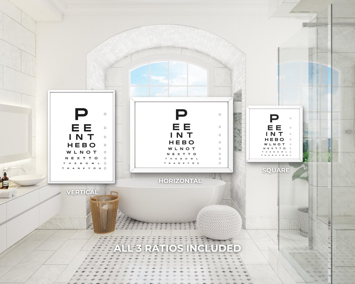 Funny Bathroom Eye Chart Humor Poster, Quirky Toilet Decor - Image 3