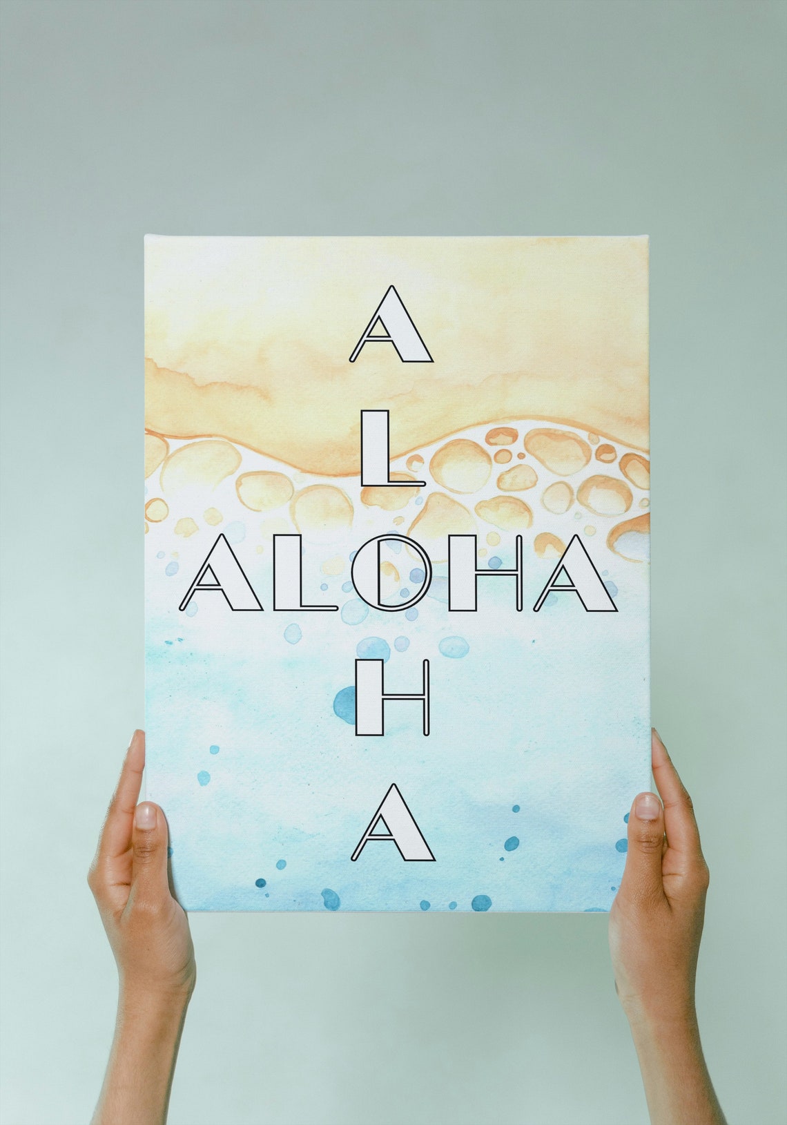 Aloha Watercolor Beach Wave Tropical Hawaiian Style Art Poster - Image 2