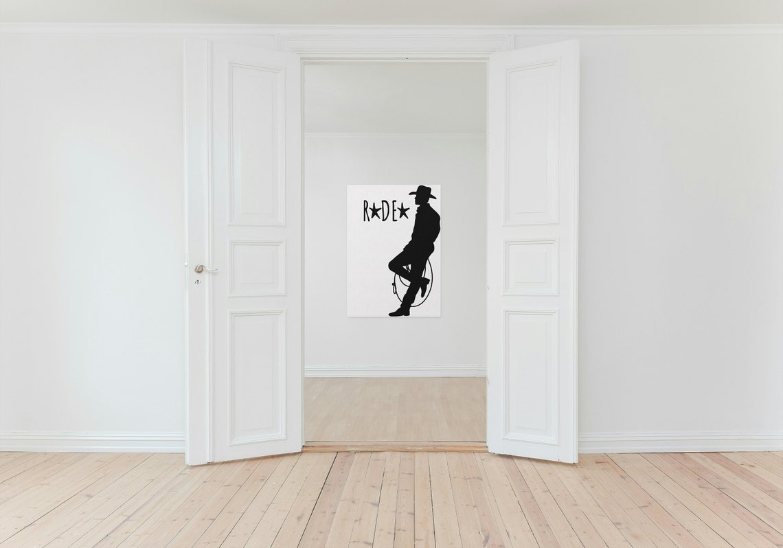 Rodeo Star Cowboy Silhouette Lasso Hand Lettered Western Decor Poster - Image 3