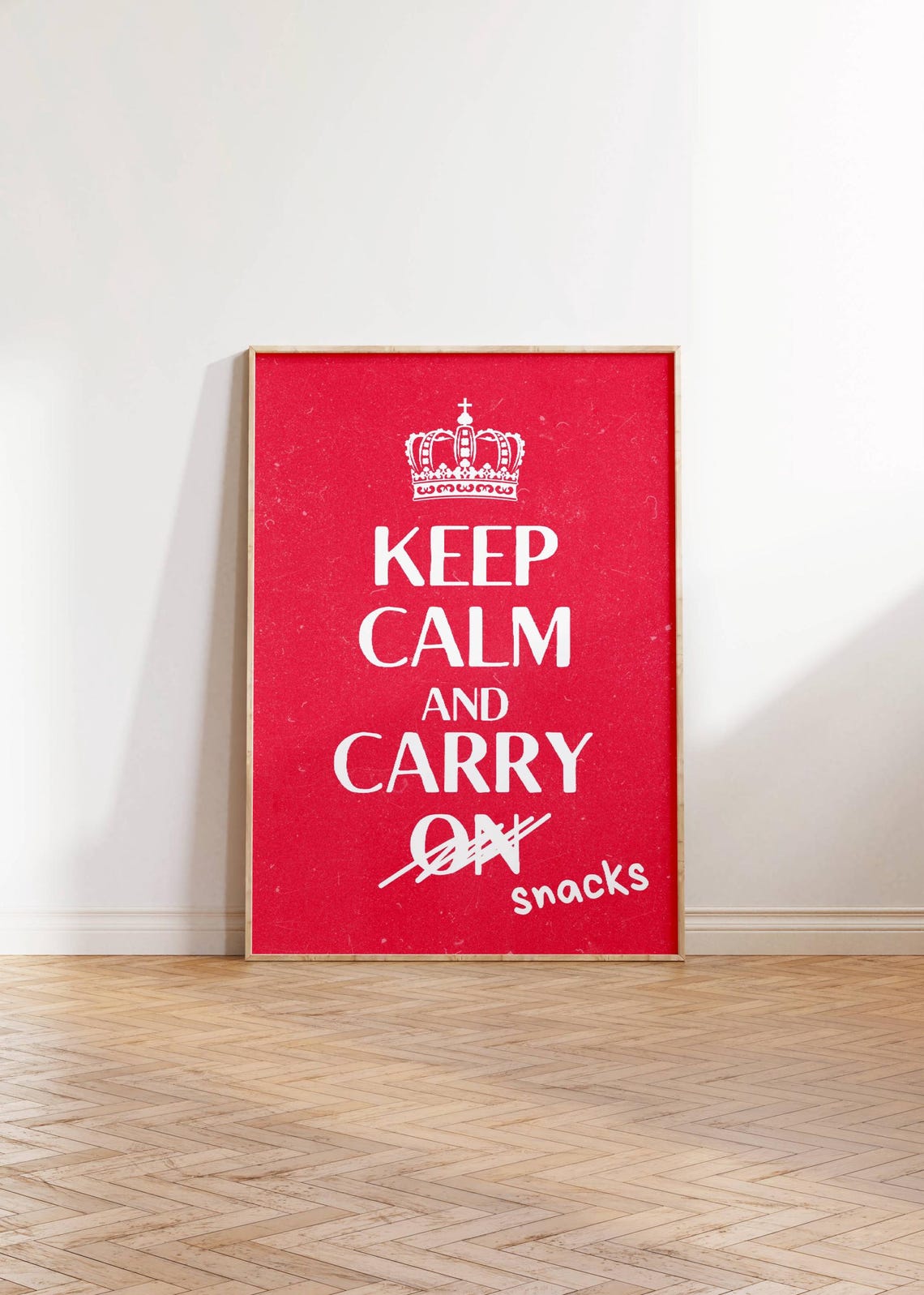 Keep Calm And Carry On Snacks Funny Red Crown Kitchen Poster - Image 3
