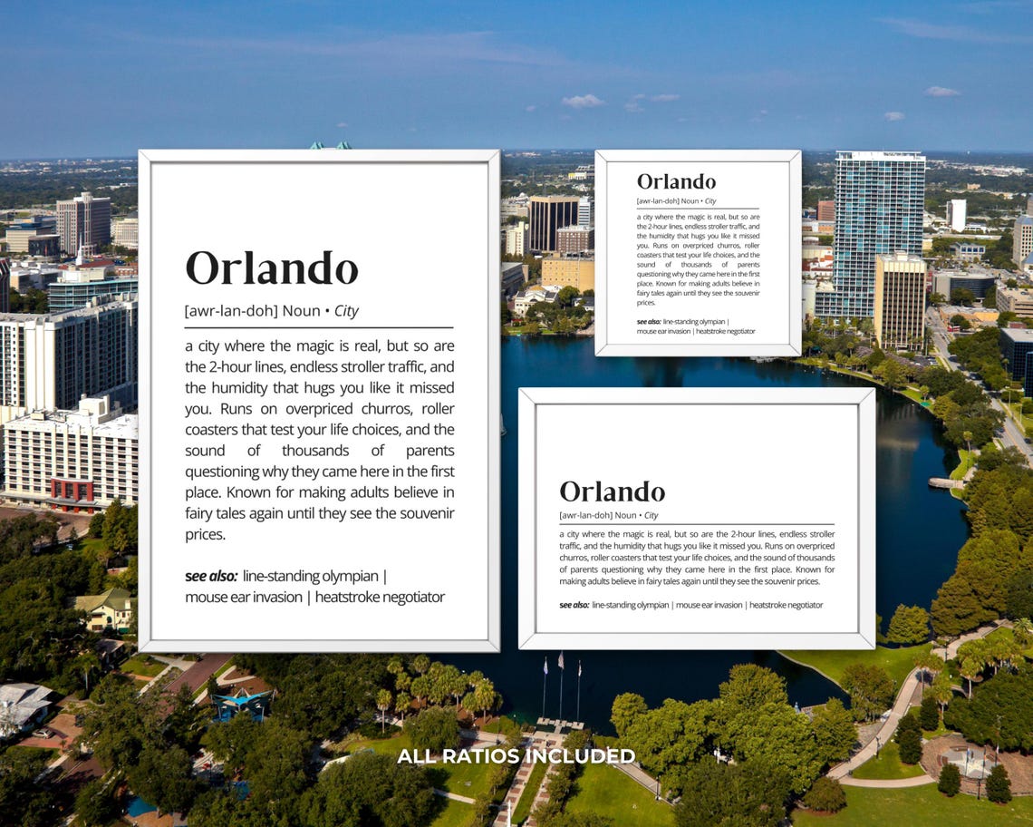 Orlando Florida Theme Park Funny City Dictionary Definition Poster - Image 3