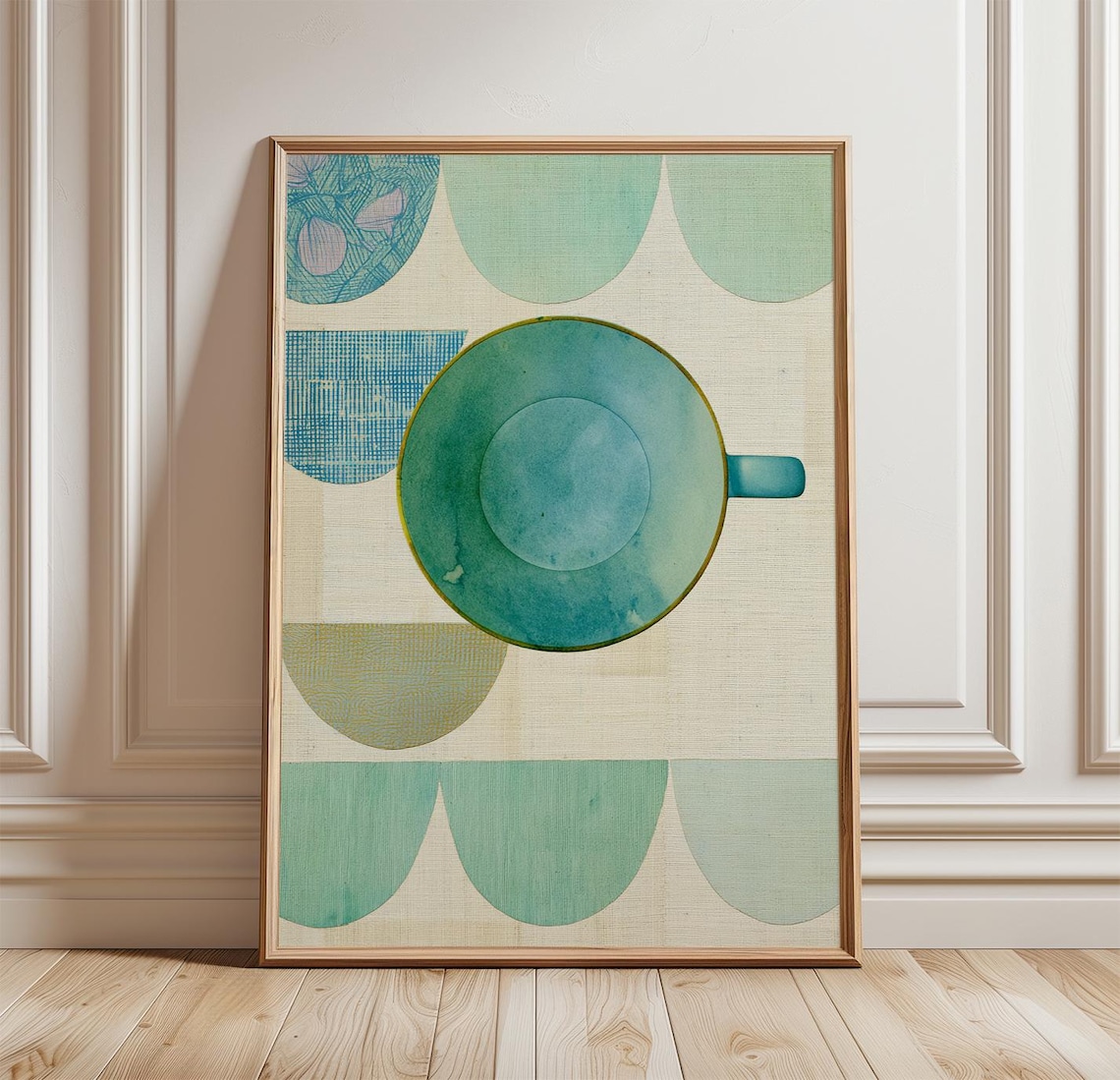 Green Coffee Cup Poster, Modern Kitchen Decor