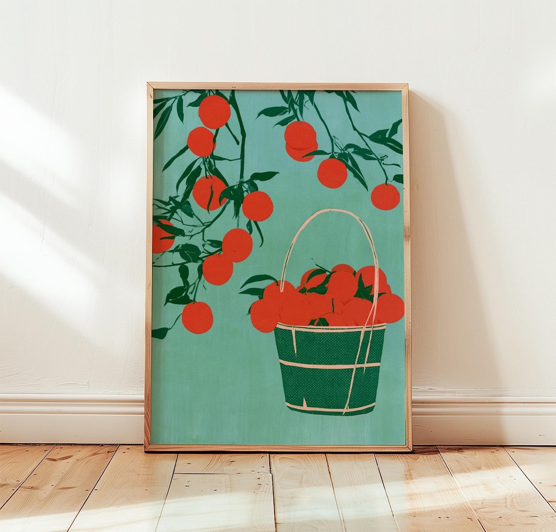 Orange Harvest Poster, Mediterranean Kitchen Art Print