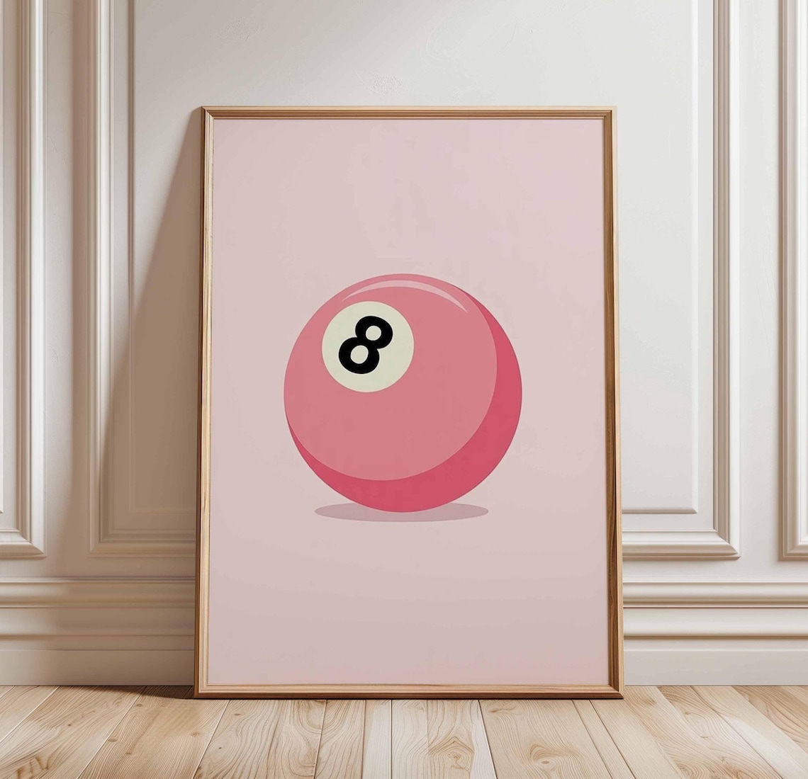 Pink Magic 8 Ball Minimalist Pop Art Poster Retro Game Room Decor