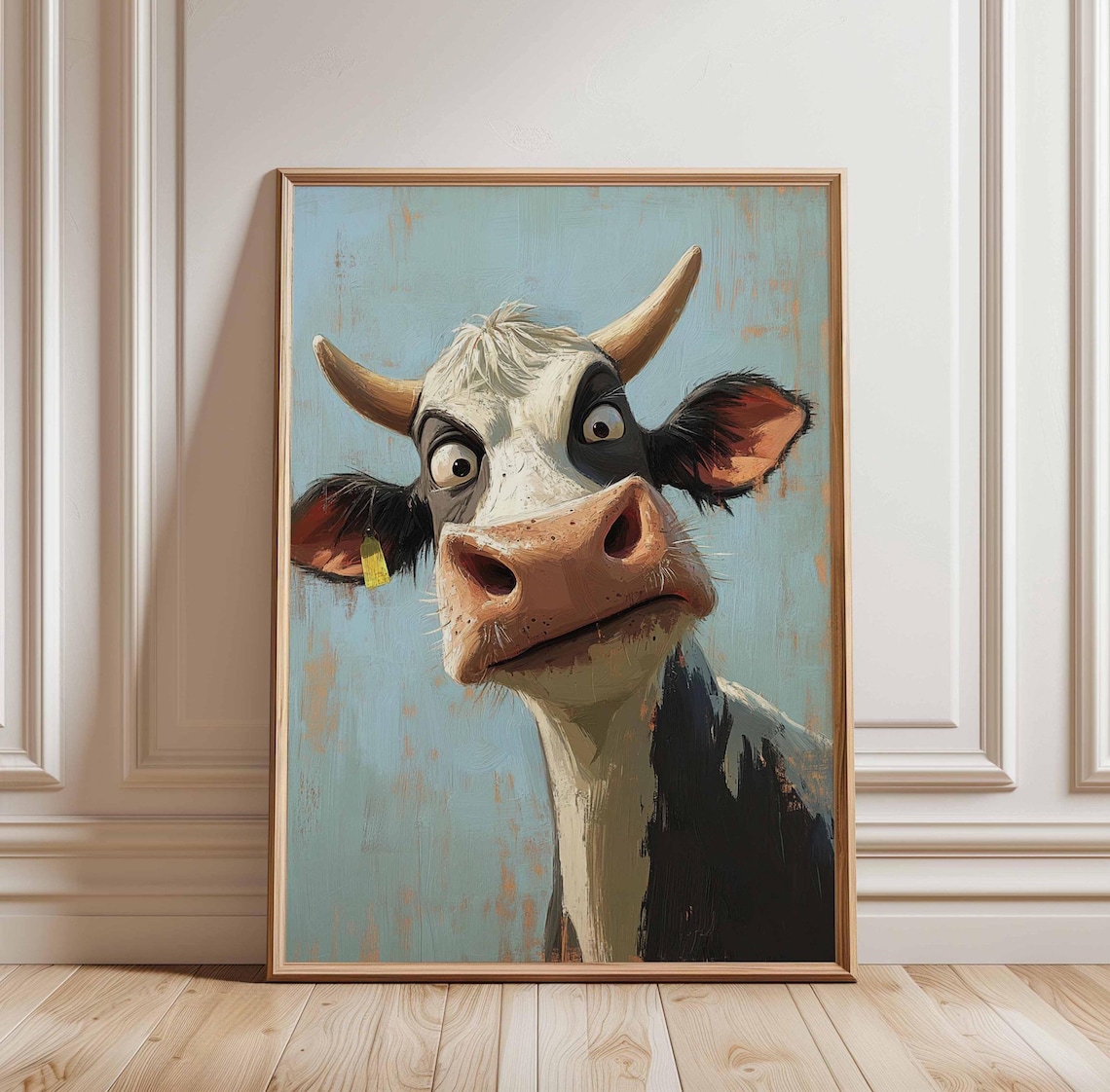Funny Cow Poster Art, Humorous Farm Portrait
