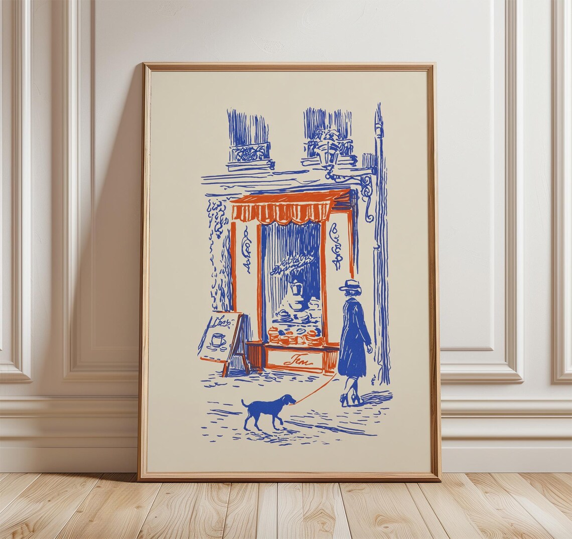 Bakery Street Scene - Line Art Poster