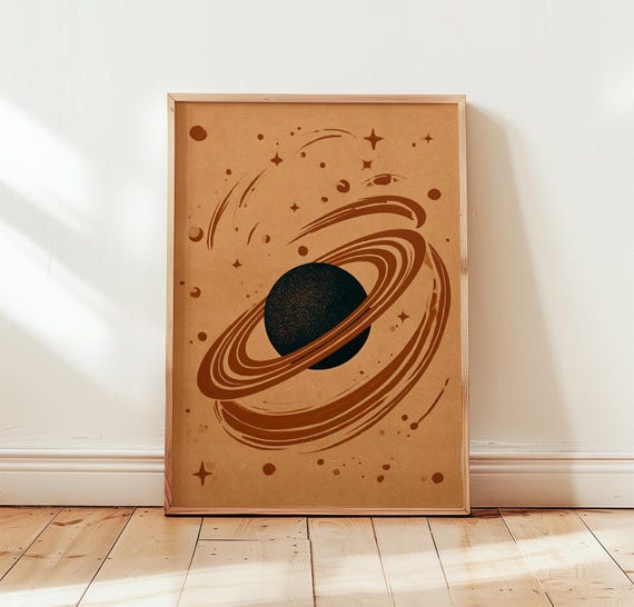 Saturn Print, Retro Celestial Poster
