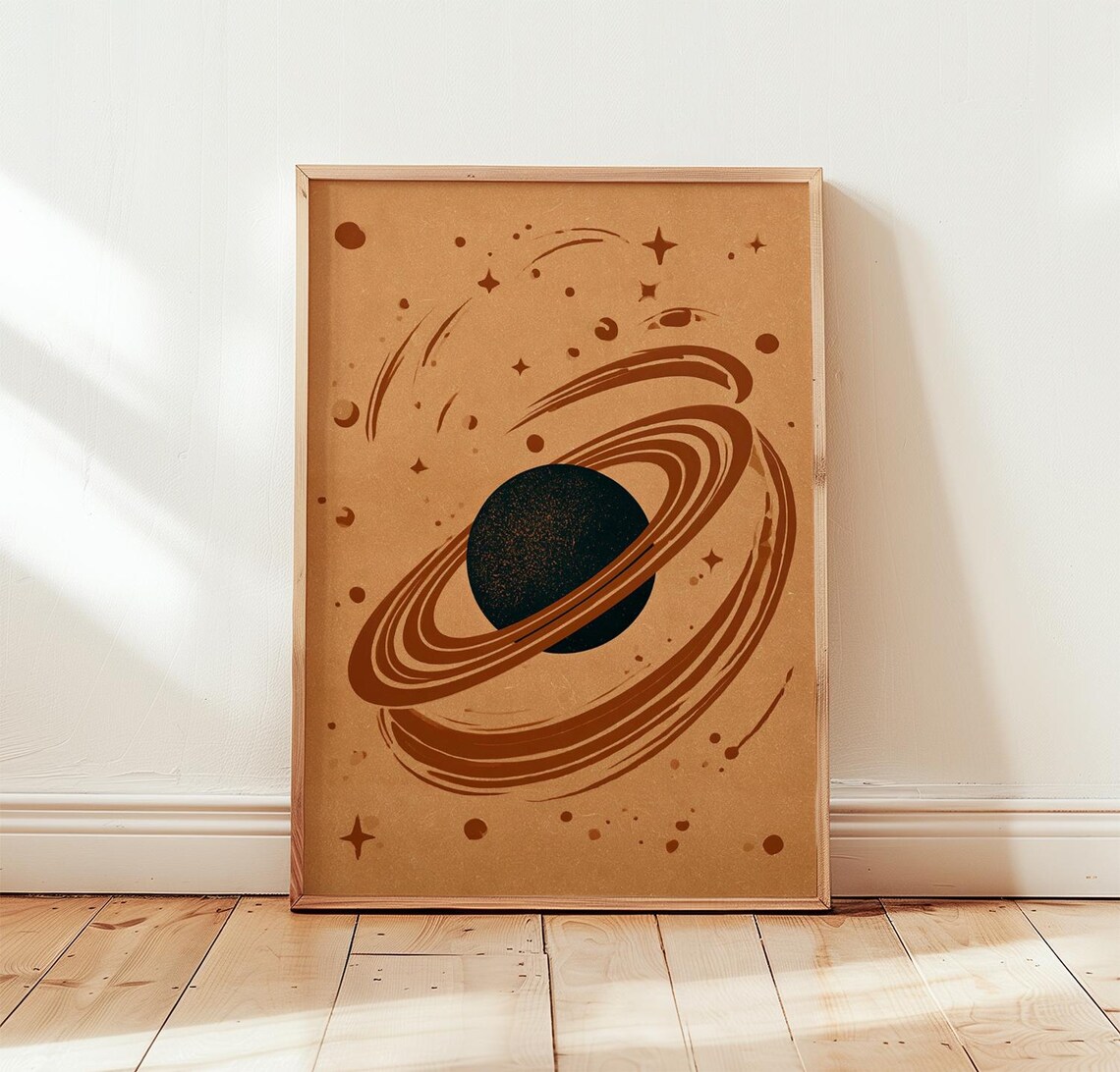Saturn Print, Retro Celestial Poster