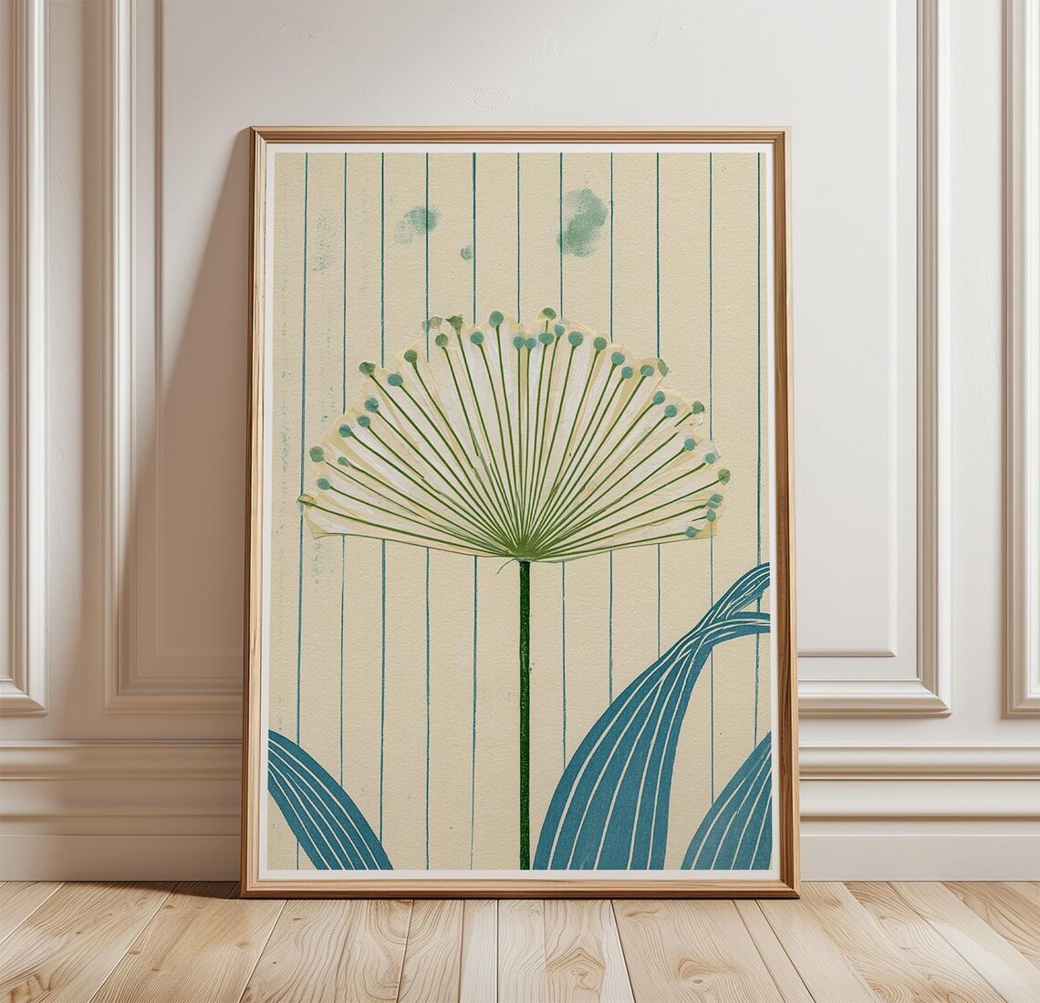 Allium Seed Head Botanical Monoprint, Floral Art Print