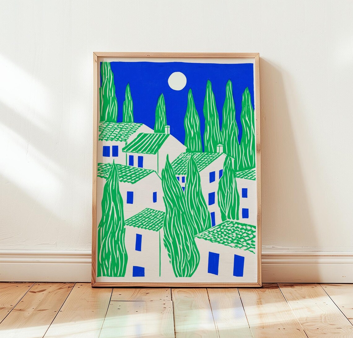 Mediterranean Village, Bold Graphic Art Print