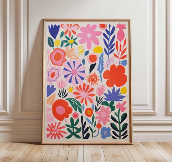 Colorful Floral Poster, Modern Botanical Wall Art