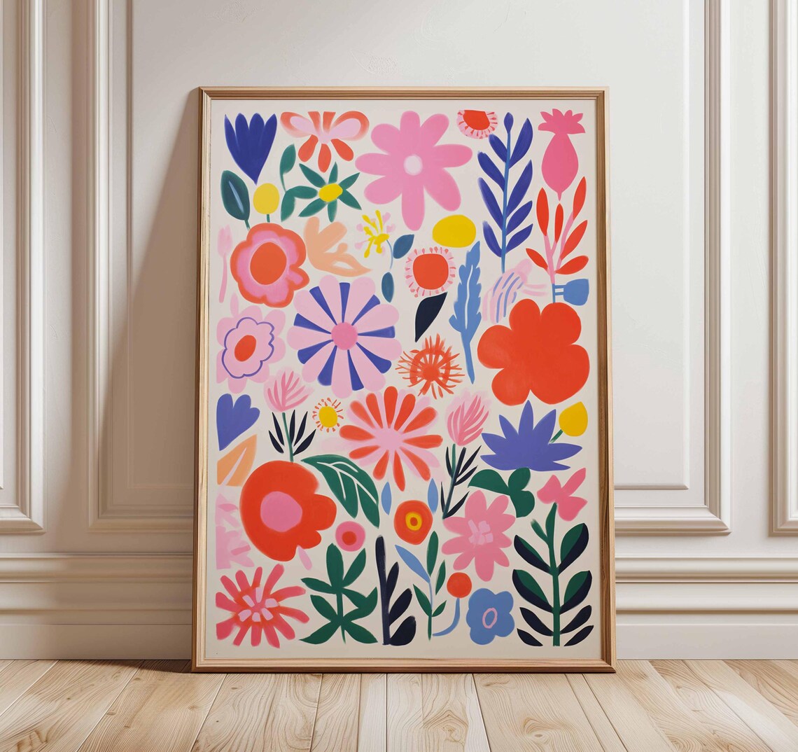 Colorful Floral Poster, Modern Botanical Wall Art