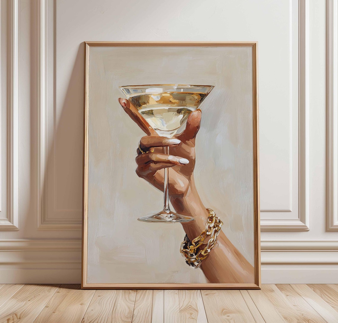 Chic Martini Glass Poster, Glam Bar Decor Print
