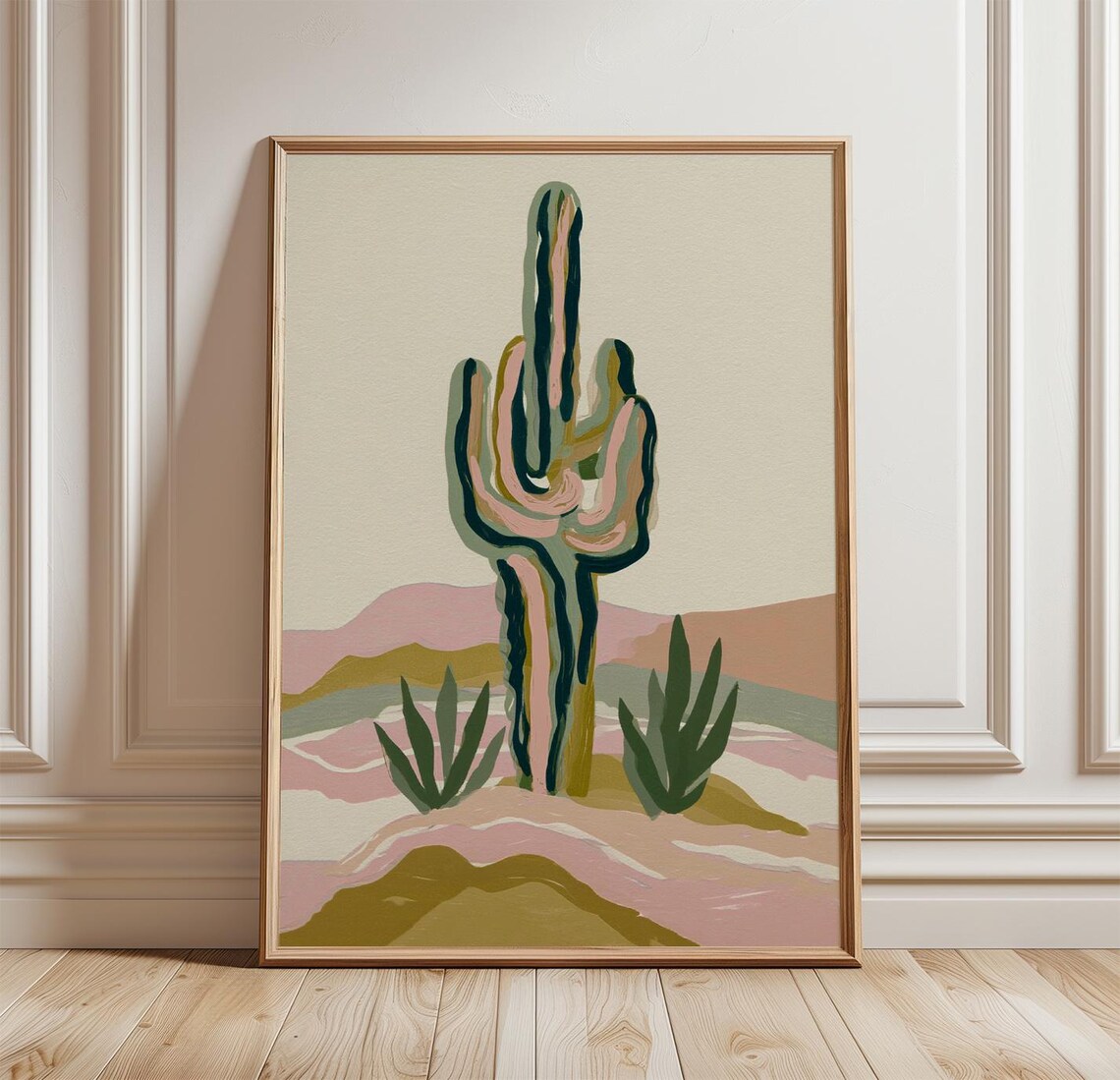 Saguaro Cactus Abstract Desert Pastel Southwestern Landscape Wall Art