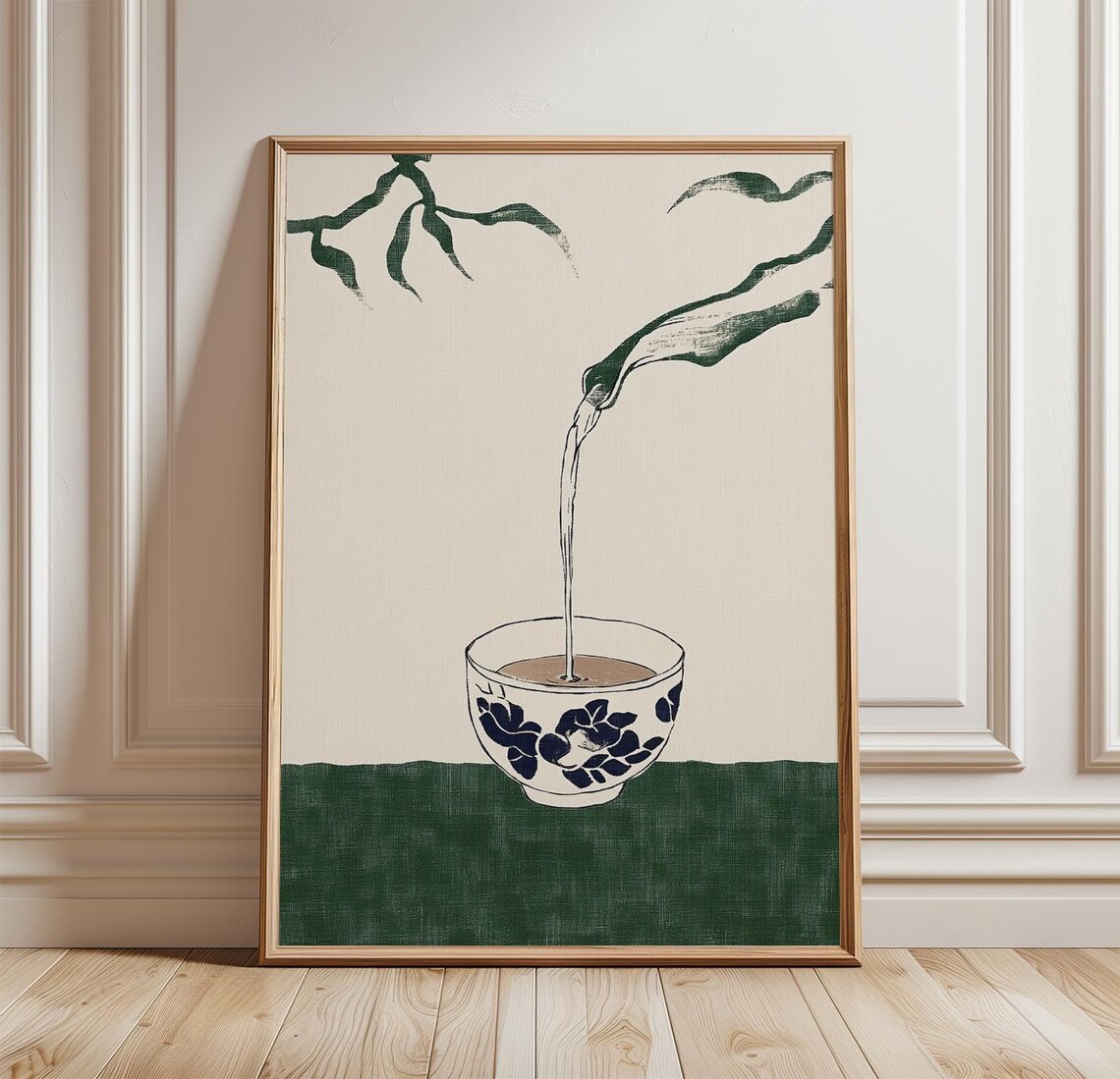 Tea Pouring Poster, Minimal Asian Kitchen Decor