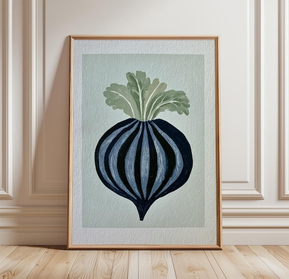 Beetroot Vegetable Poster, Green Linocut Kitchen Art