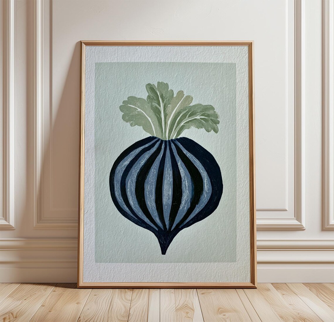 Beetroot Vegetable Poster, Green Linocut Kitchen Art